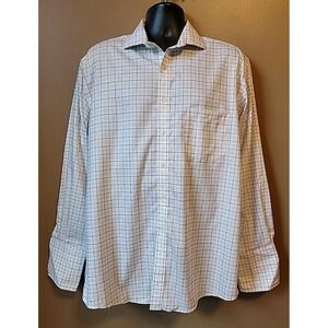 Tasso Elba - Regular Fit, Non-Iron, French Cuff, White/Olive Dress Shirt | 16.5